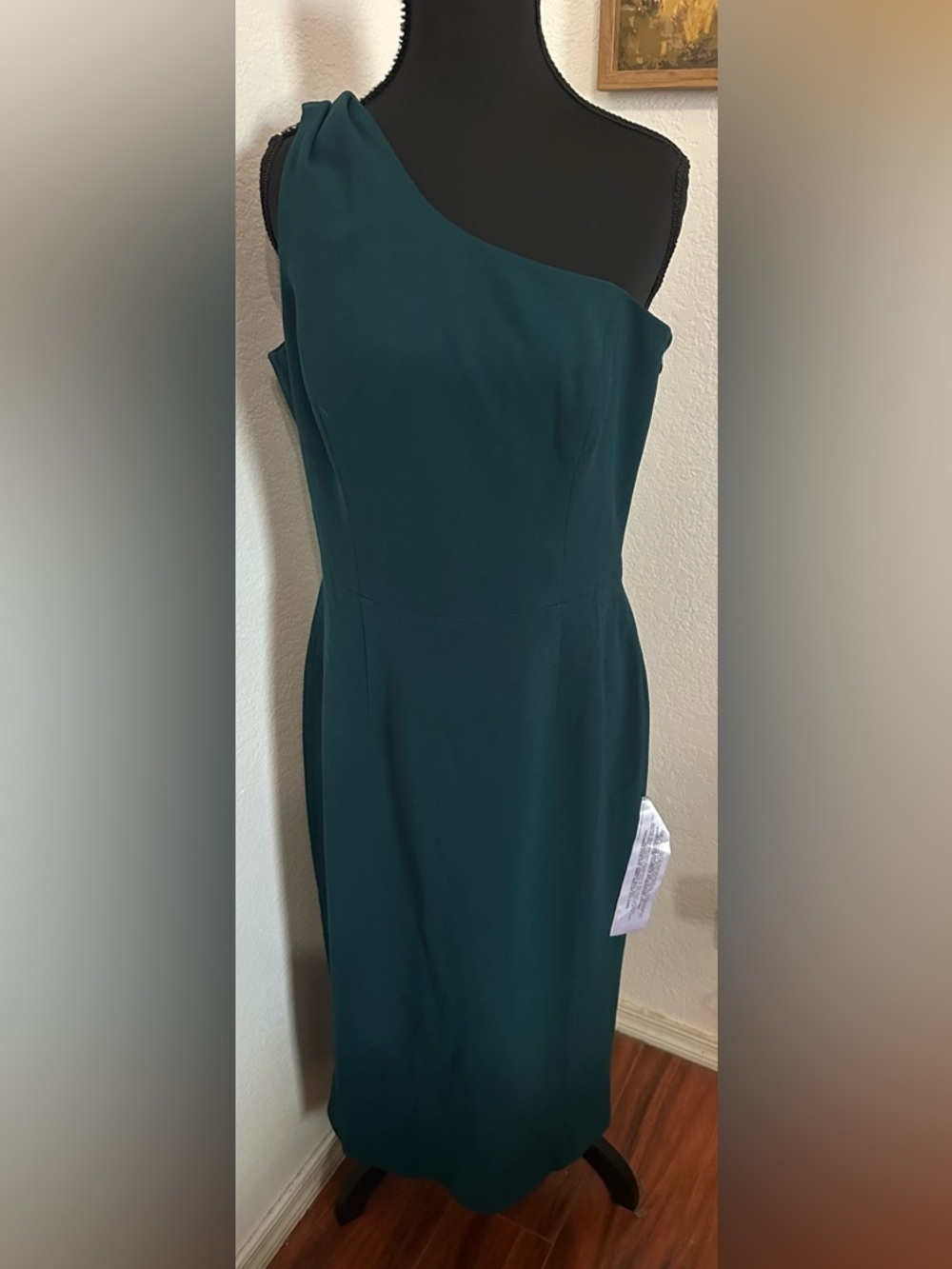 Dress the Population Tiffany One-Shoulder Pine Green Midi Dress - Size L NWT